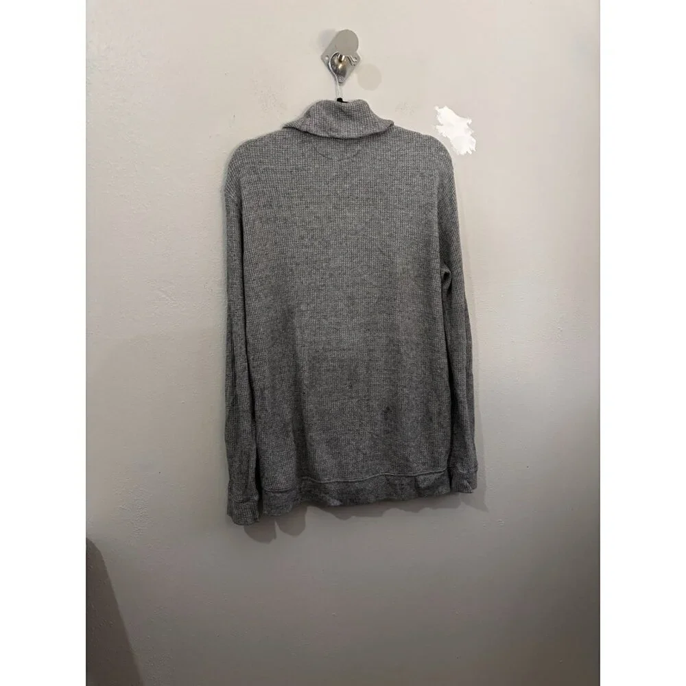 Polo Ralph Lauren Waffle Knit Gray Cardigan Collared Button Up Men large Grandpa